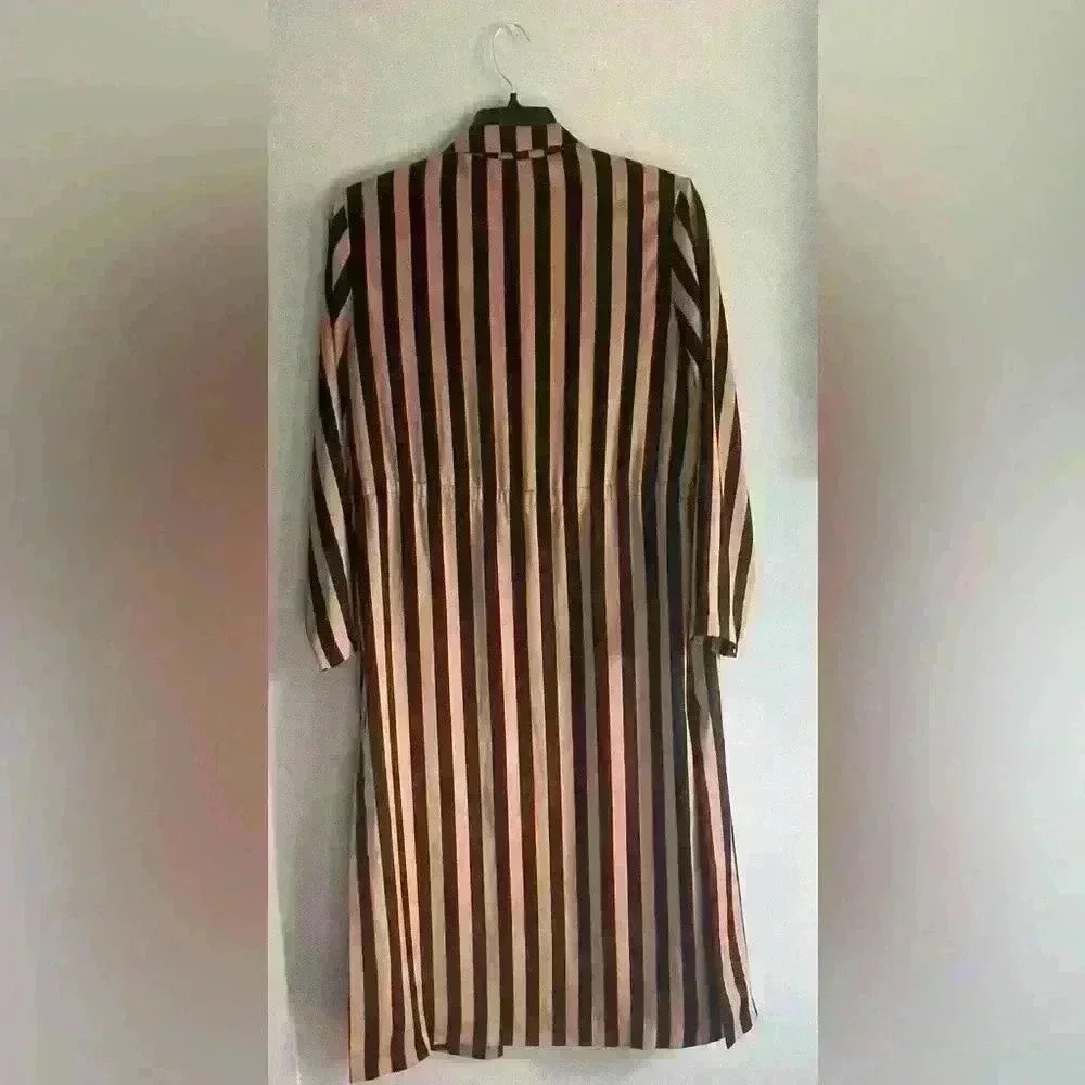 Topshop Camel Stripe Maxi Coat /Jacket Black And Gold US Size 10 New W/ Out Tags - Picture 6 of 9